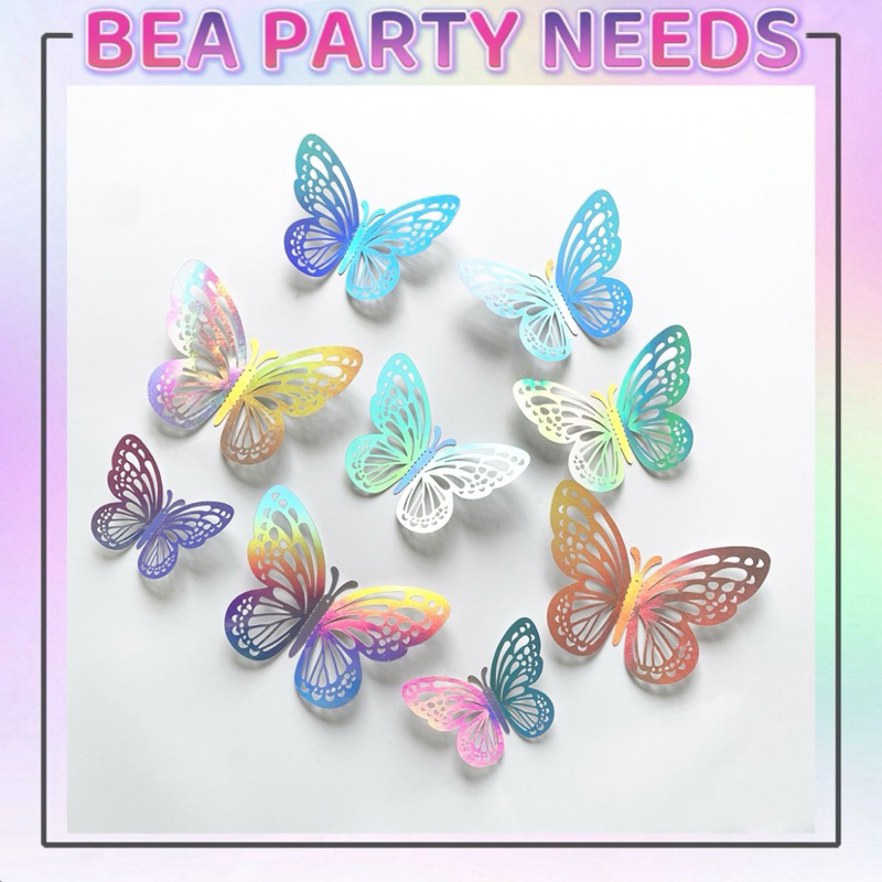 12 Pieces/set 3D Handicraft Hollow Butterfly Wall Stickers DIY Home ...