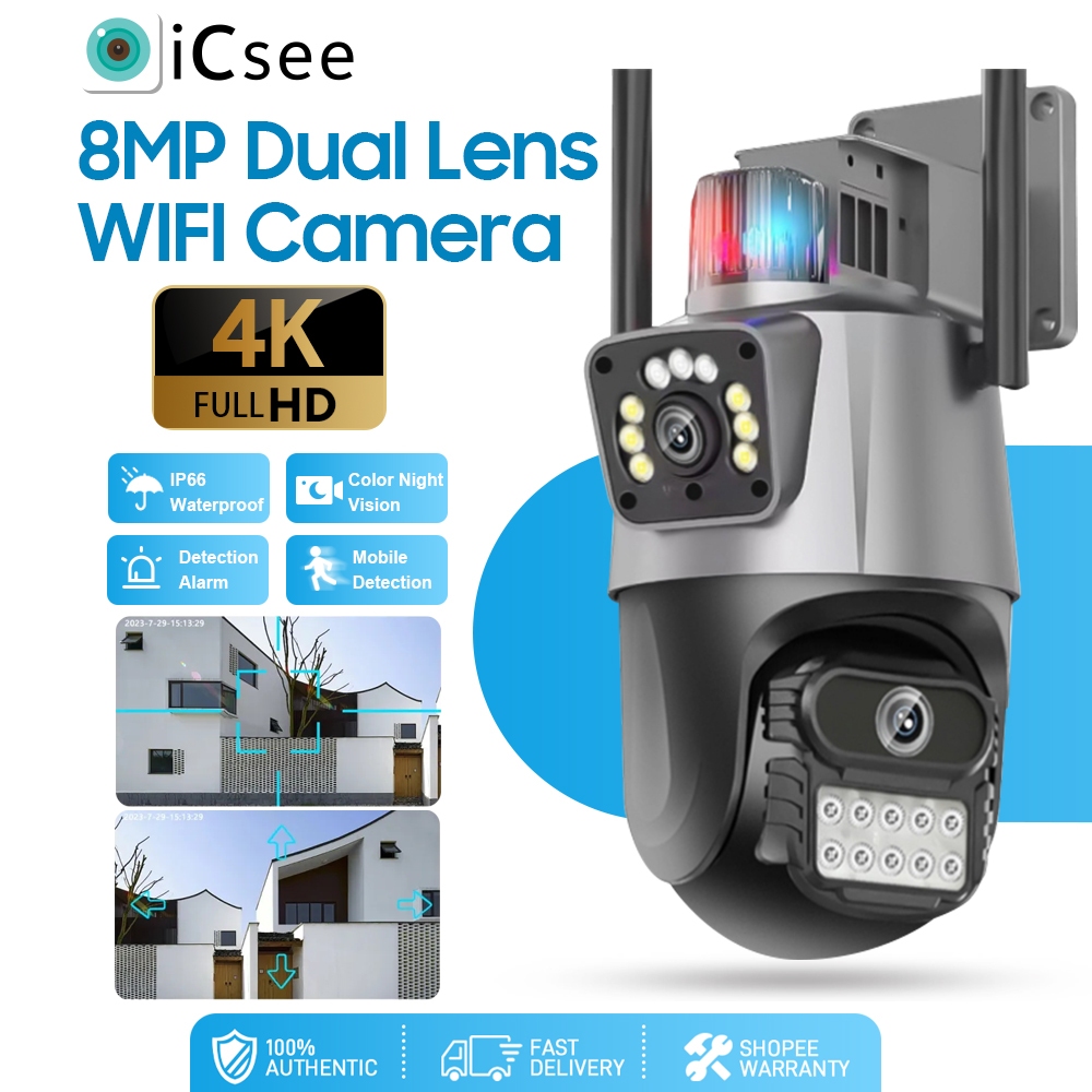 ICSEE XM R13 4K 8MP WiFi IP CCTV Camera Outdoor Dual Lens Dual Connect ...