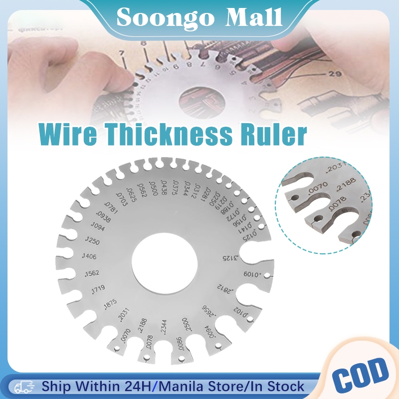 Stainless Steel Wire Thickness Ruler Gauge 0-36 Round AWG SWG Dual ...