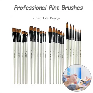 Acrylic Paint Brush Set, 5 Packs / 50 Pcs Nylon Hair Brushes for All Purpose Oil Watercolor Painting Miniature Detail Painting Artist Professional
