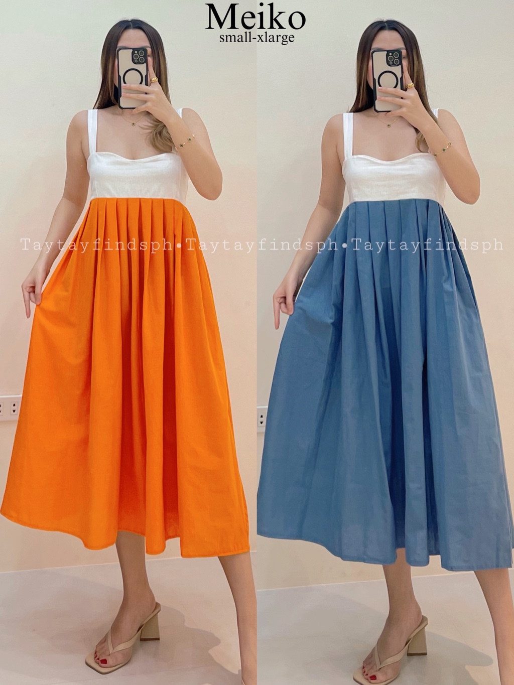 MEIKO COMBI LINEN BANGKOK INSPIRED MIDI DRESS | taytayfindsph | Shopee ...