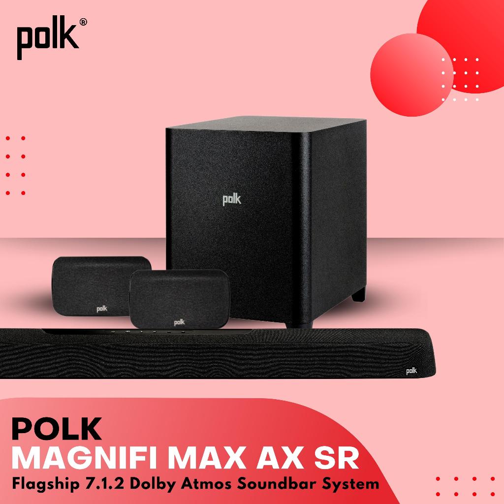 Polk Audio MagniFi Max AX SR 7.1.2 Channel Soundbar System with Dolby  Atmos/DTS:X, Wireless Surround Speakers, and 10 Subwoofer 