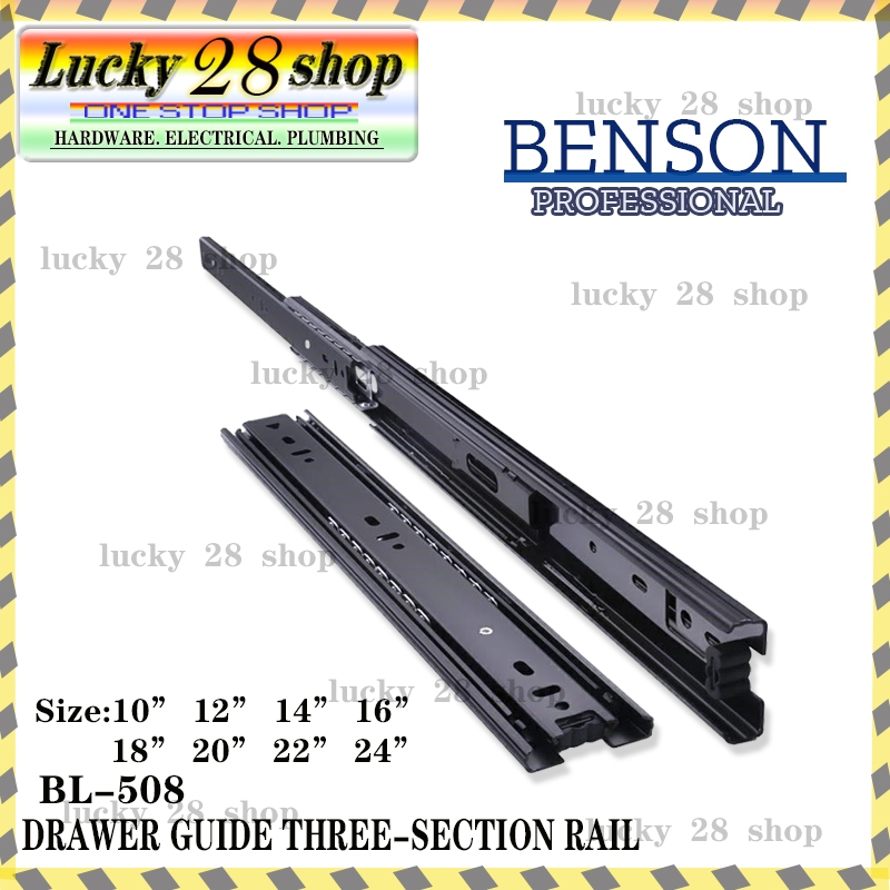 BL508 BLACK DRAWER SLIDE/GUIDE THREE SECTION RAIL Shopee Philippines