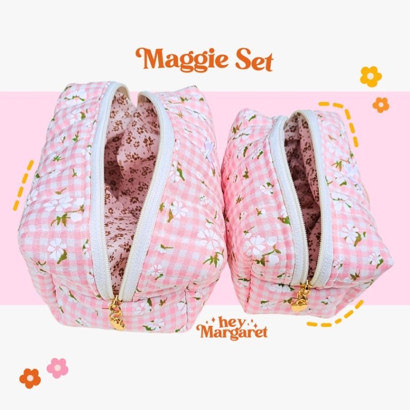MAGGIE Set Handmade Quilted Toiletry Bag Makeup Pouch Organizer Gift