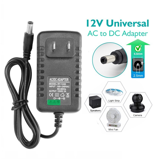 AC 100-240V to DC 12V 2A Power Supply Adaptor For CCTV Security/TV Plus ...
