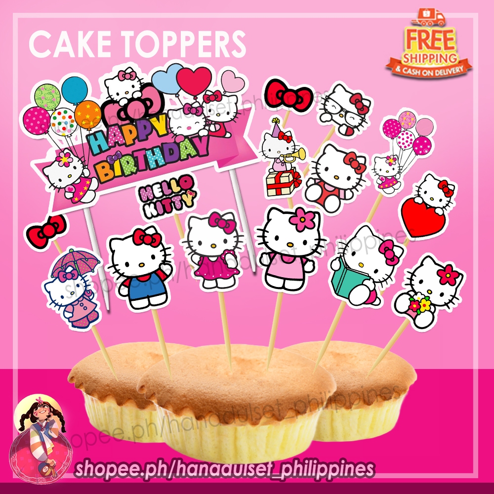 Hello Kitty Cake Topper Set Happy Birthday Shopee Philippines