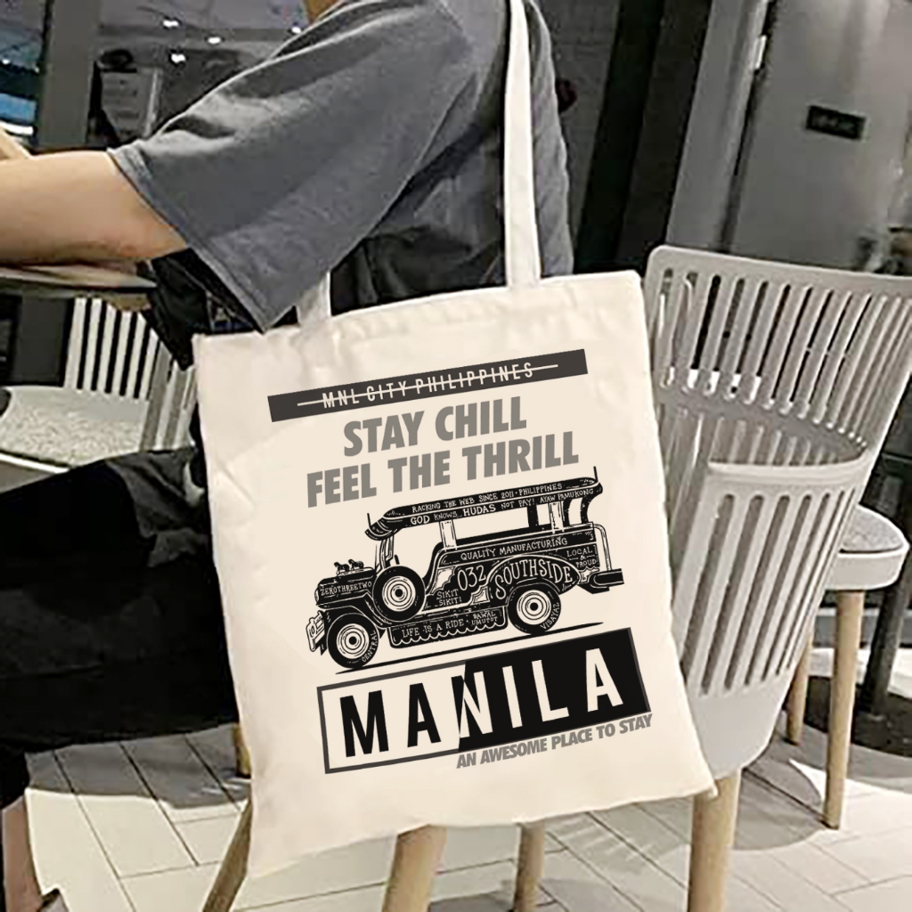 MANILA Destinations Design Bags Fashion travel Tote Bag White Canvas ...