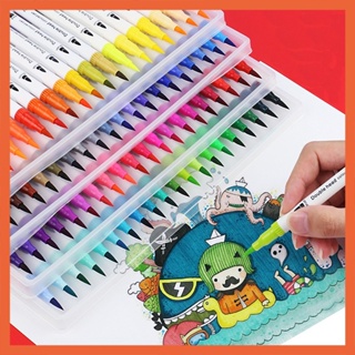 60/72/100 Colors Drawing Brush Pens Watercolor Drawing Pen Fineliner  Coloring Maker Pen for Journal Dual Tip Art Supplies