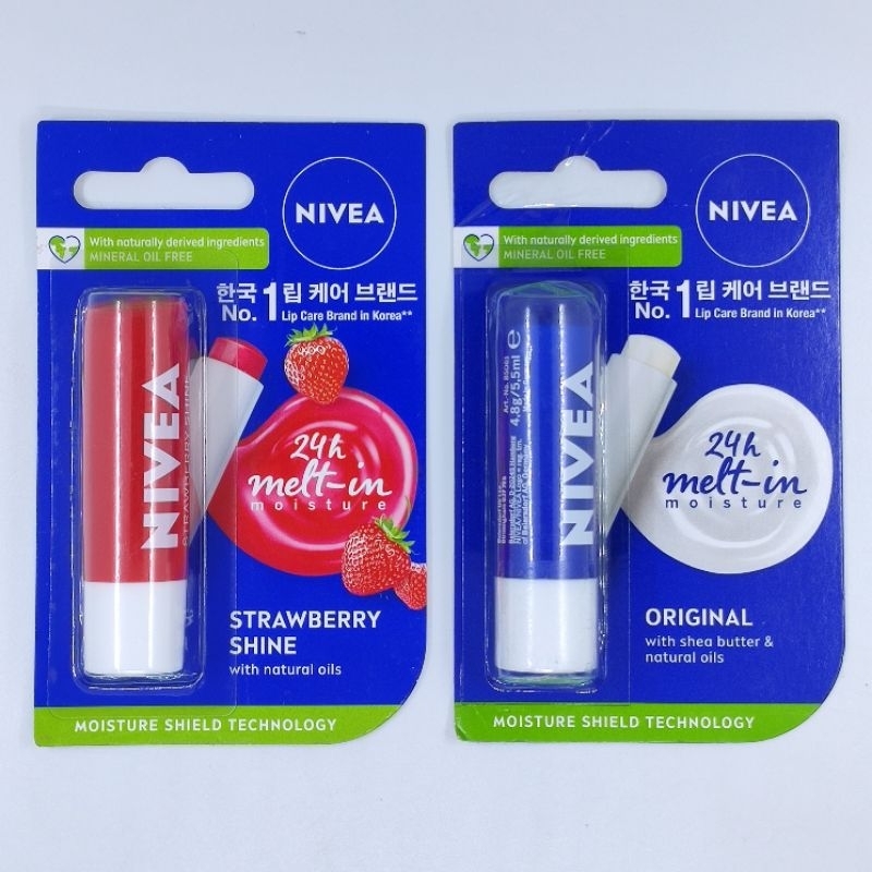 Nivea Strawberry Shine Or Original Care Lip Balm 4 8g [latest Packaging