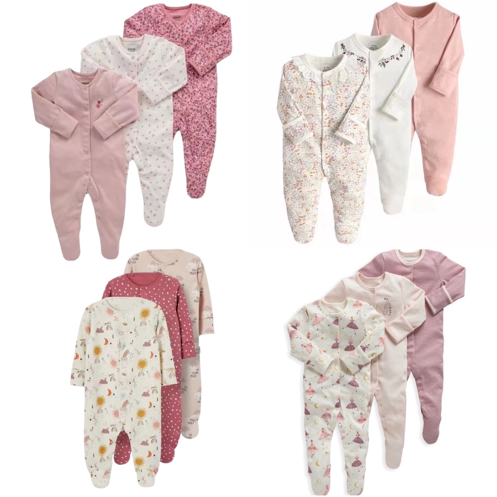 Mamas and Papas Baby Girl 3pack Sleepsuit Frogsuit Baby Pajamas Shopee Philippines