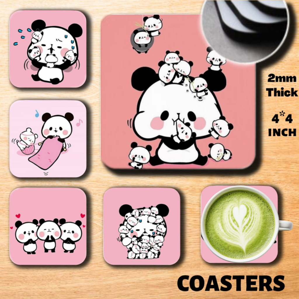 Pink Panda Coasters Kawaii Pandabear Useful Giveaways Tokens Gifts for ...