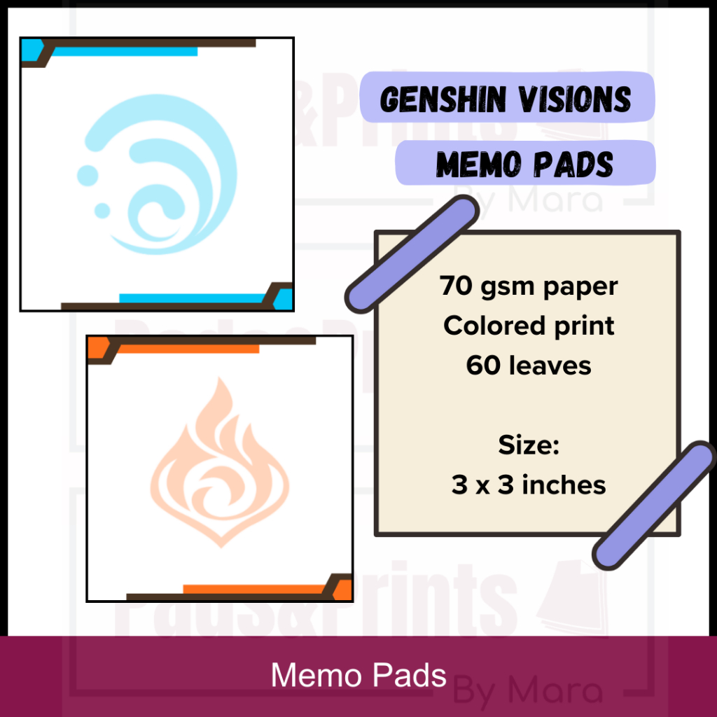 Genshin Impact Visions / Elements Memo Pads (60 leaves) | Shopee ...