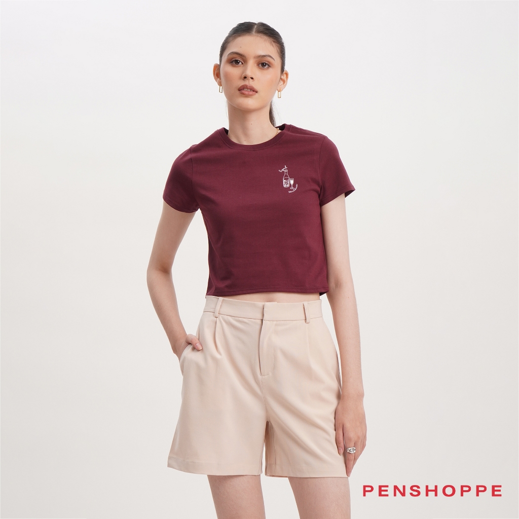 Liquid Sweetness Slim Fit Graphic TShirt For Women (Dark Red