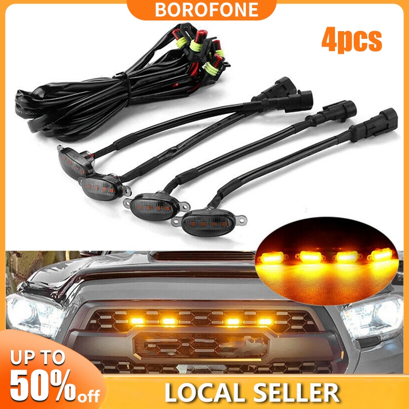 4X Raptor Style d Lens Amber LED Front Grille Running Lights for Ford F150 F150 20092018