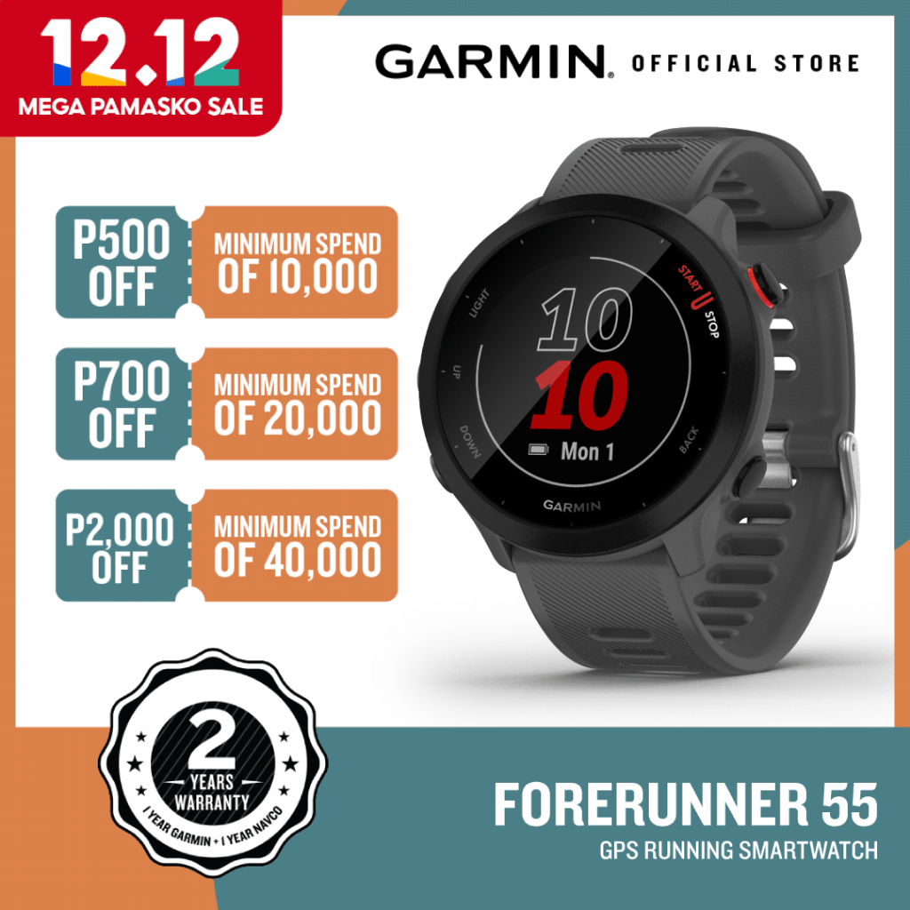 Garmin Forerunner 55, Running Fitness GPS Smartwatch, for Runners
