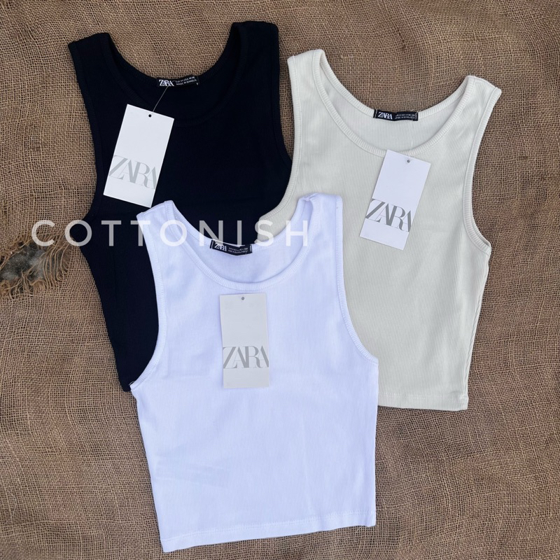 ZARA Basic Racerback Crop Top | Shopee Philippines