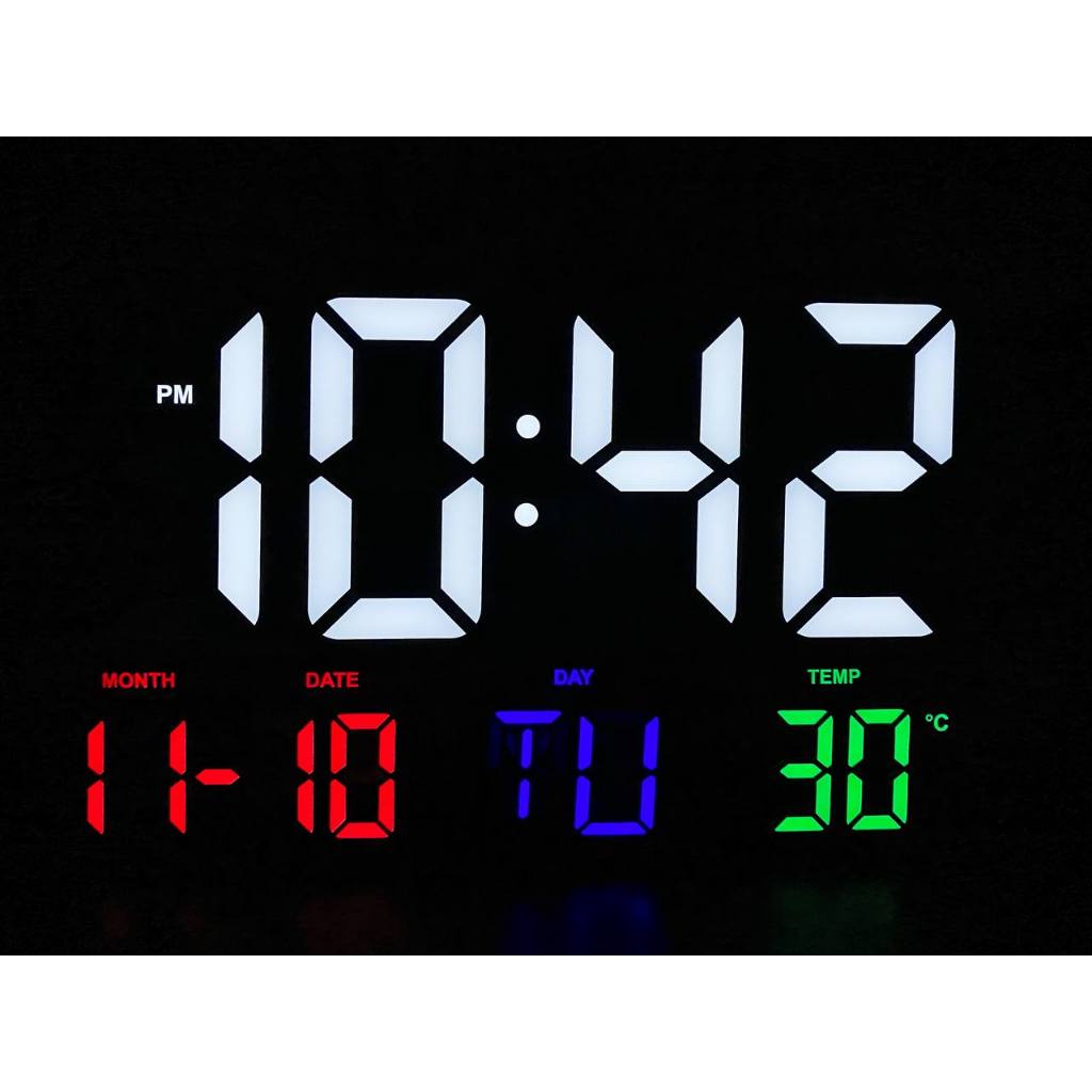 (0717) LED LARGE Display Digits With Remote Control Alarm Clock Wall ...