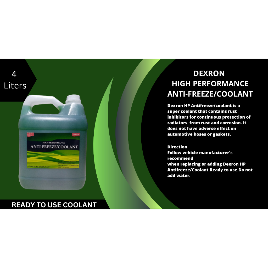 DEXRON HIGH PERFORMANCE ANTIFREEZE/COOLANT (GREEN) 4 LITER (READY TO