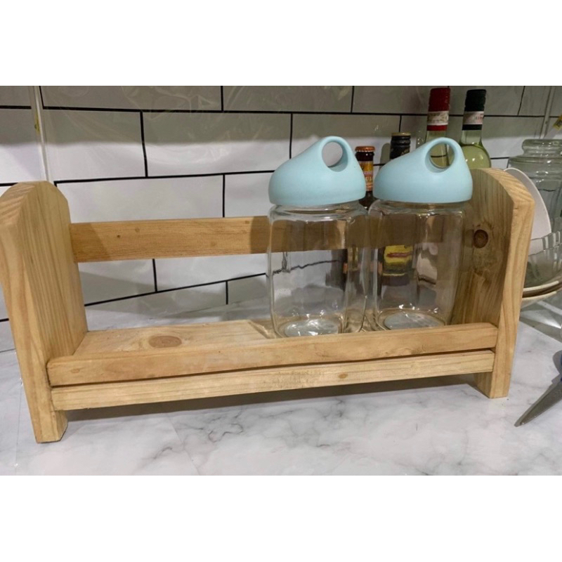 Wooden Condiment Rack 1 Layer with Free Dishwashing Liquid | Shopee ...