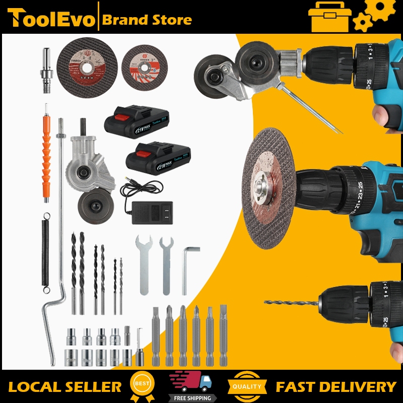 ToolEvo Cordless Hand Drill Power Tool 21V Electric Cordless Impact ...