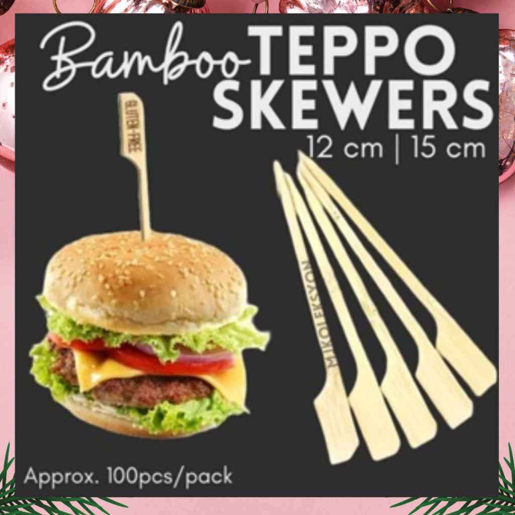 Bamboo Teppo Skewers Bbq Skewers best for Burgers 15cm approx. 100pcs ...