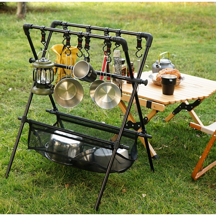 Camping Triangle Hanging Rack Aluminum Alloy Hanger Tripod Shelf Stand ...