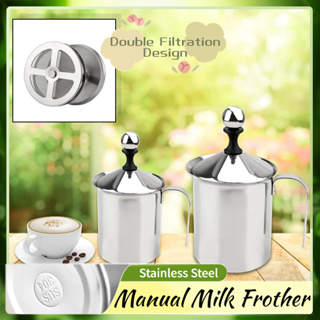 Hand Pump Milk Foamer, Double Layer Manual Milk Frother 800ML