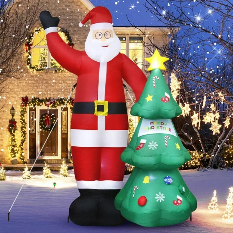 8 FT Christmas Inflatables Outdoor Santa Claus with Christmas Tree ...