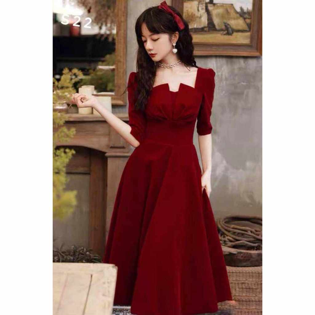 Korean fashion AM917 Lovely A line Midi Korean Dress Shopee Philippines