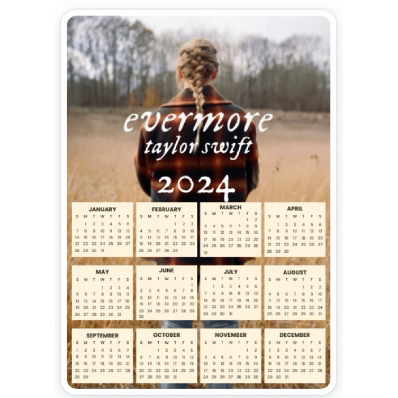 A4 EVERMORE ERA Taylor Swift 2024 Calendar Wall Decor High quality