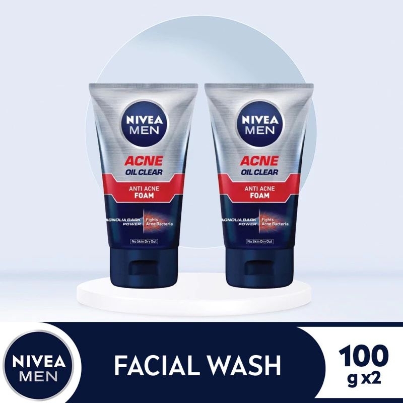 [ BUNDLE OF 2] NIVEA MEN Facial Wash Acne Oil Clear Foam for acne prone