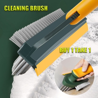 2-in-1 Multifunctional Floor Joint Brush Bathroom Cleaning Brush Long  Handle with Clip Kitchen Household Window Cleaning Tools