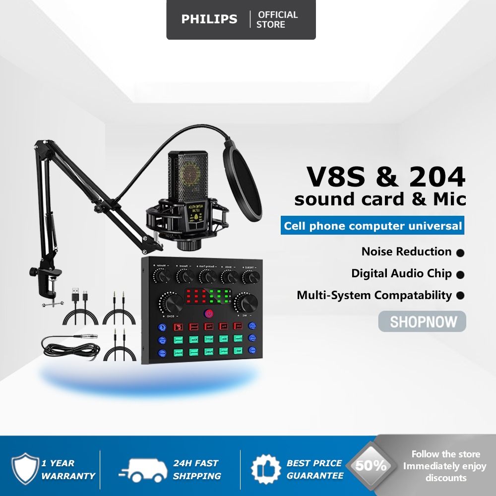 Sound Card V8S / F998 Audio Mixer USB External Sound Card Headset