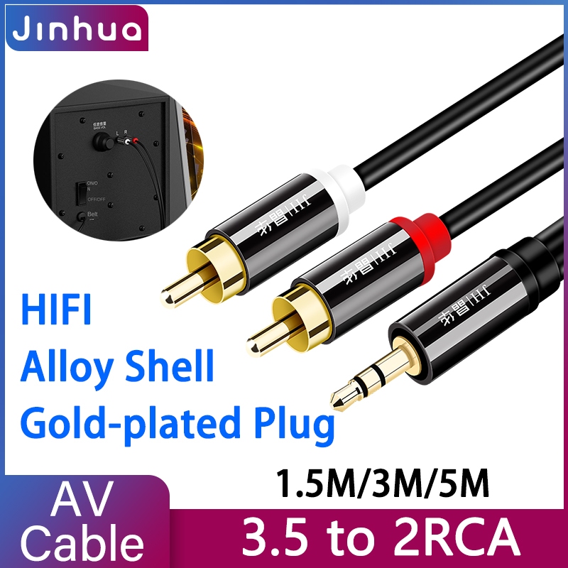 Jinhua 3.5 to 2RCA audio cable for home theater DVD auxiliary speaker
