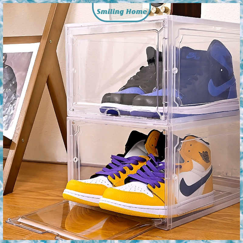 Big Size Hard Plastic Shoe Organizer Box Storage Foldable Drawer Case