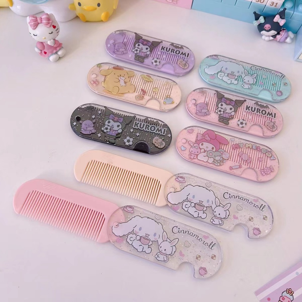 Sanrio Cartoon Folding Hairbrush Kuromi Cinnamoroll My Melody Plastic ...