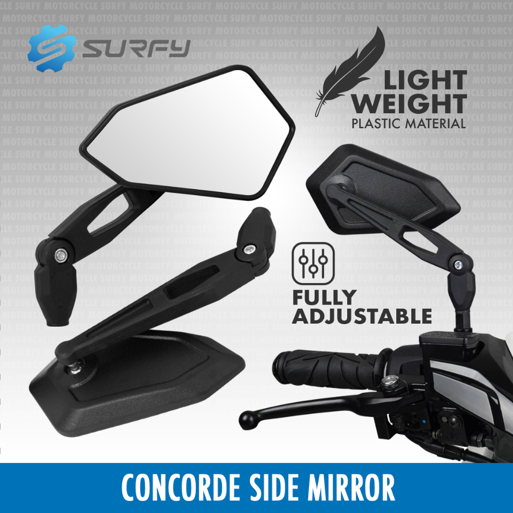 Concorde Side Mirror Fully Adjustable Universal With Adaptor Clear Lens