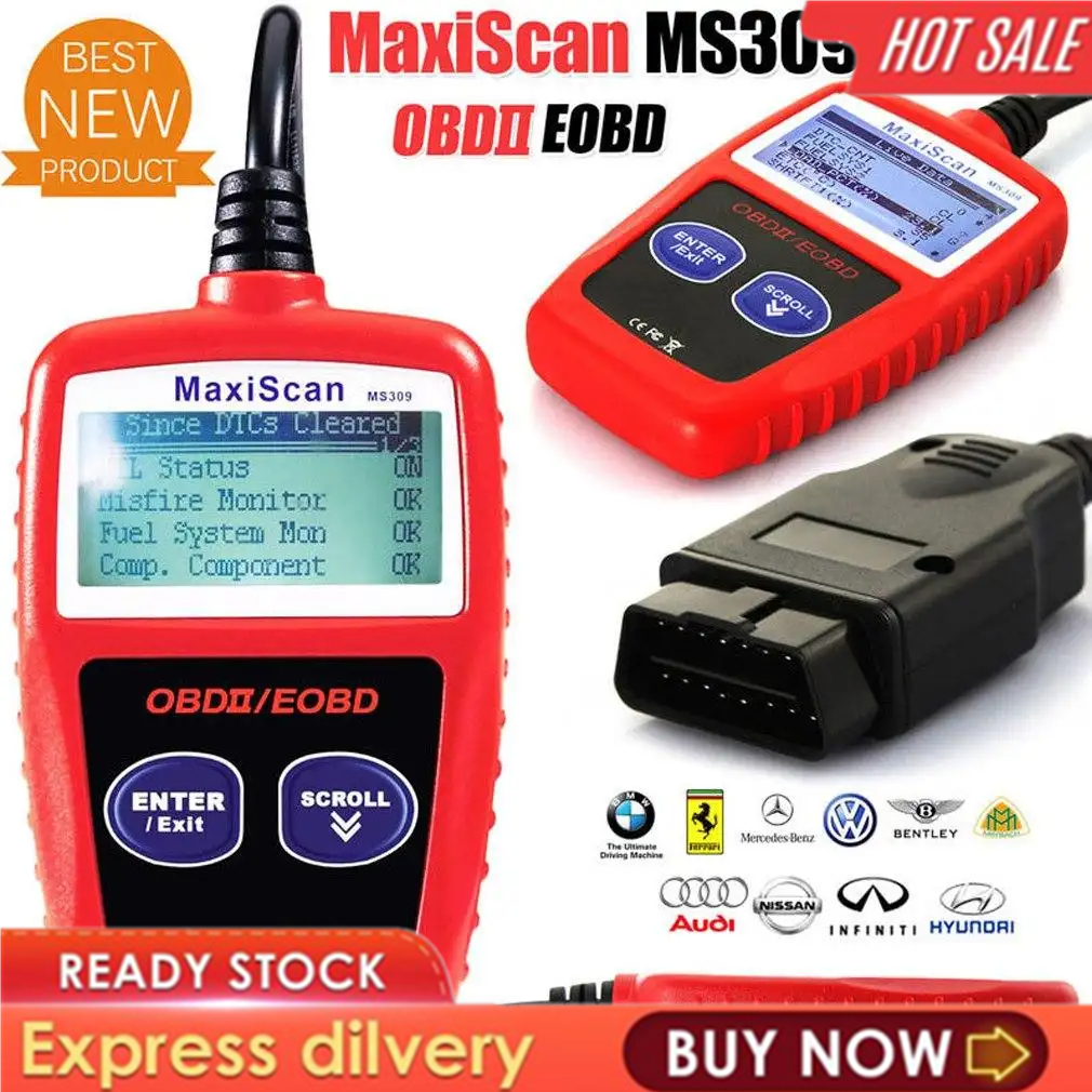OBD 2 Car Code Reader OBD2 Scanner for Cars MS309 Diagnostic Tool Clear ...