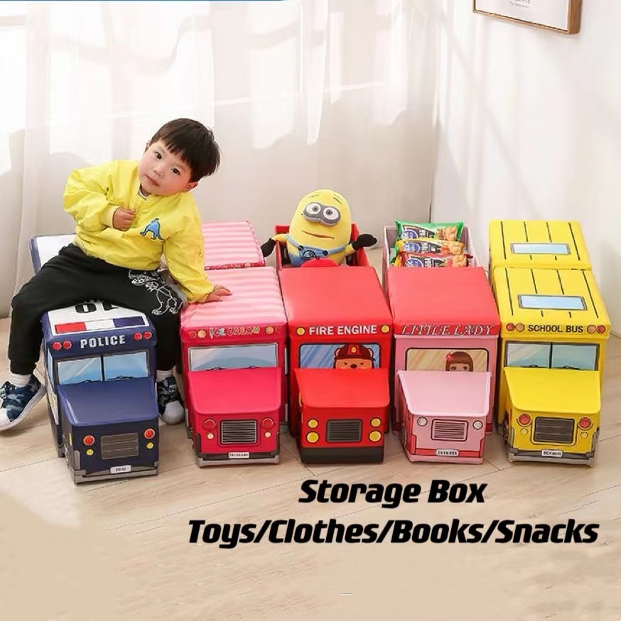 kids storage box chair kids stool ottoman foldable storage bus children