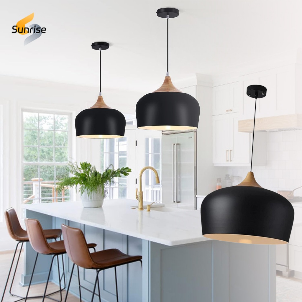 Pendant Light Lantern Lighting with Wood Pattern Dome Hanging Light for ...