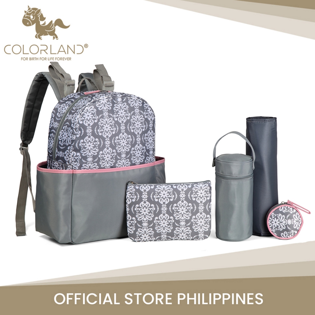 Colorland Magic 5 Piece Set Family Diaper Backpack (Grey Mary Flower ...