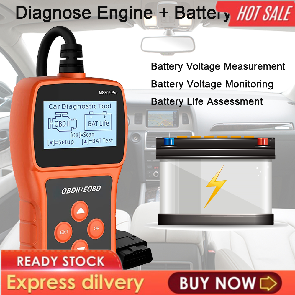 MS309 Pro Car OBD2 Scanner Car Code Reader Support 6 Languages ...