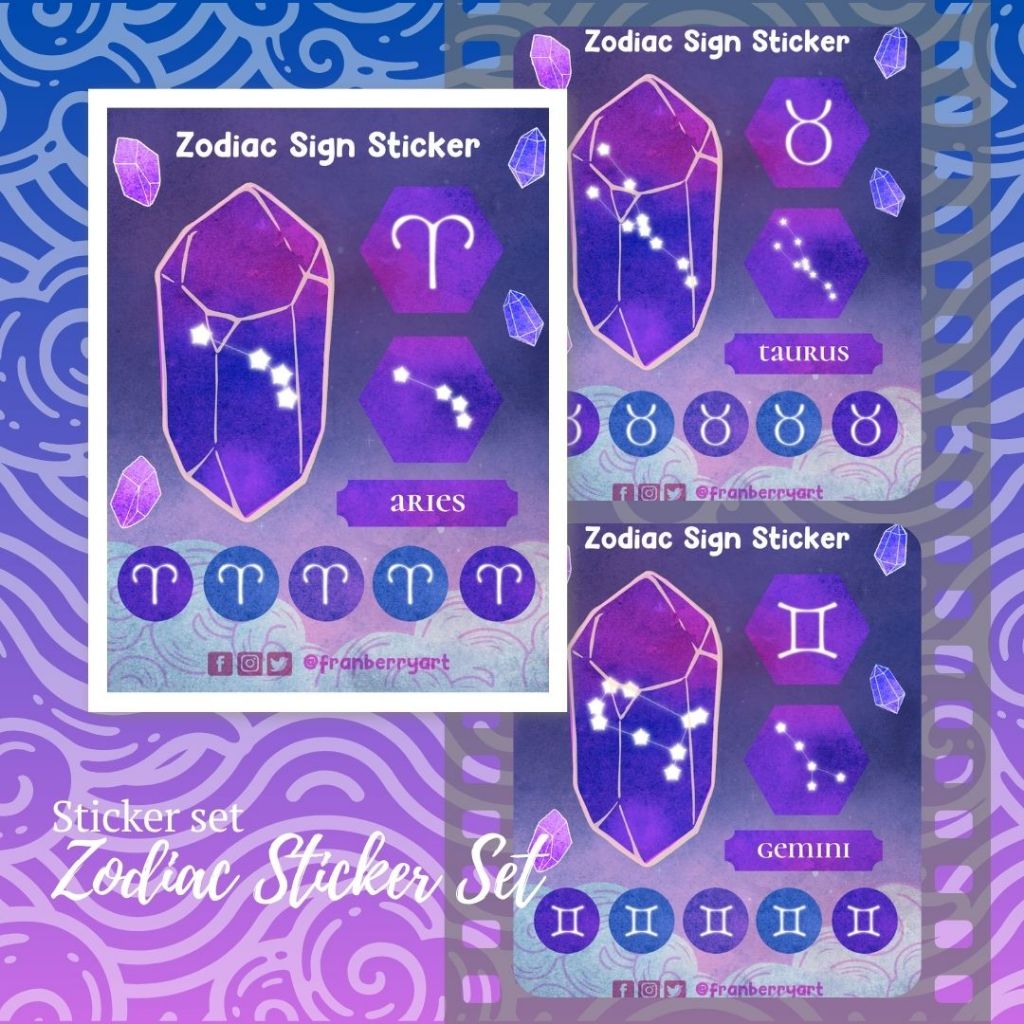 [Franberry Art] Zodiac Sticker Set | Zodiac sign and symbol | Shopee ...