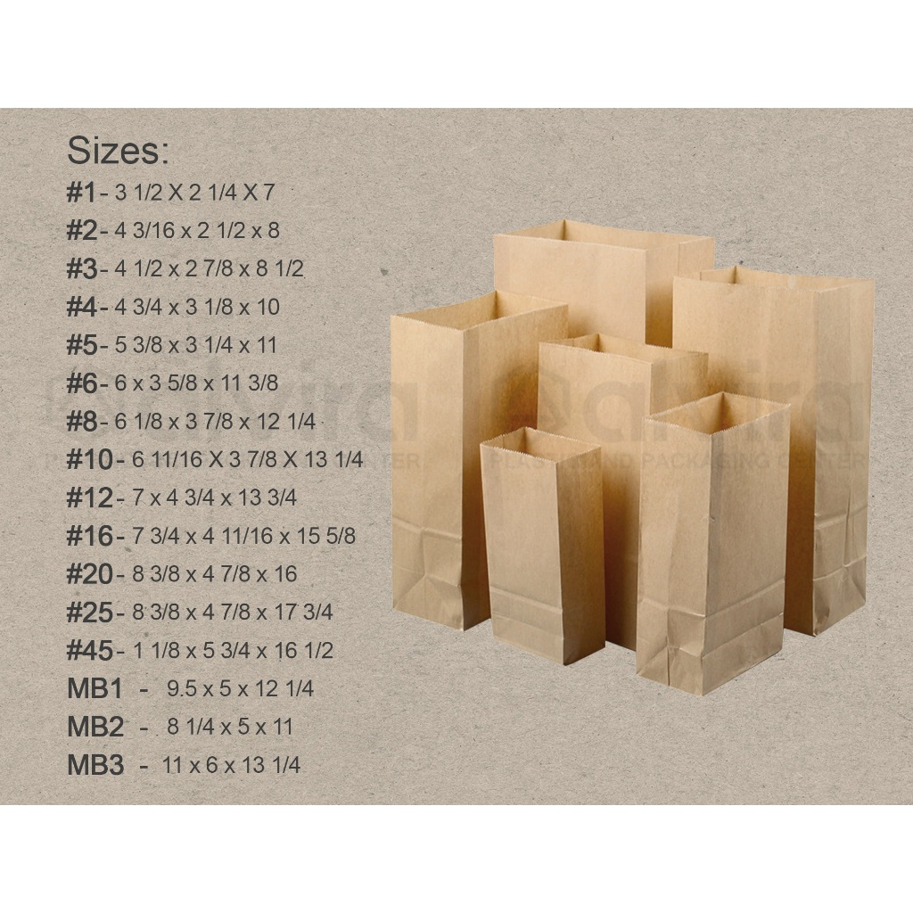 100pcs Brown Paper Bag (Takeout Bag/Supot) #1, #2, #3, #4, #5, #6, #8 ...