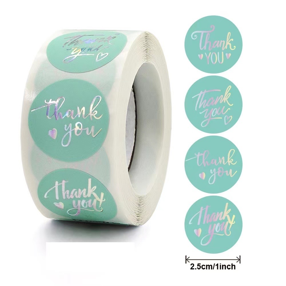 500pcs /roll Thank you cowhide paper sticker gold foil handmade seal ...
