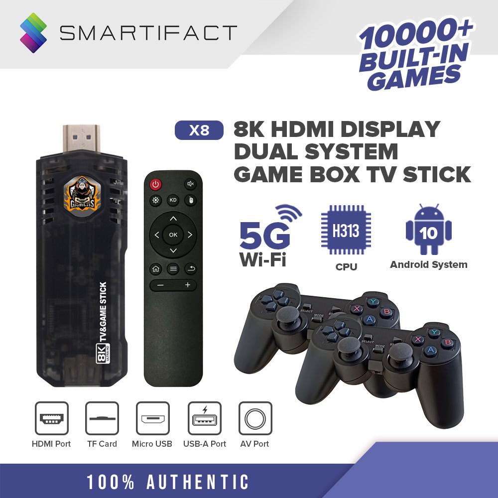 Smartifact X8 Stick Smart TV Box Game Console Set Support 2.4G WiFi Android  9 | Shopee Philippines