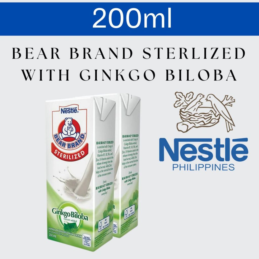 Bear Brand Sterilized UHT Milk with Ginkgo Biloba 200mlx32. | Shopee ...