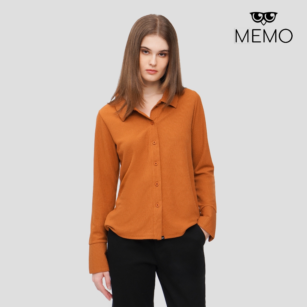 Memo Textured Shirt For Women (Autumn Brown/Oatmilk) Shopee Philippines