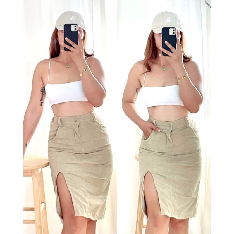 Midi skirt with slits on both sides best sale