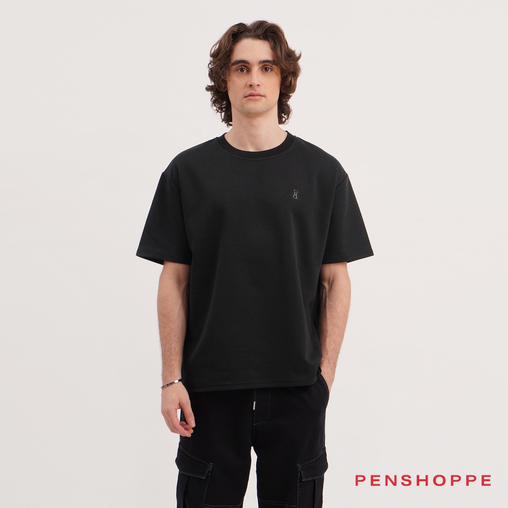 Penshoppe Modern Fit T-Shirt With Branding Print For Men (Black/Blue/Evening  Sand/Gray) [Tshirt]